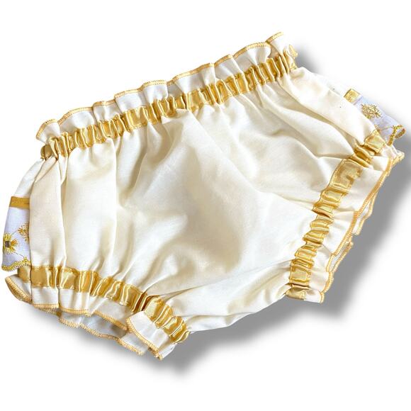 Ruffle Baby Bloomers Diaper Covers Sz 0-3 & 3-6 Months Pink Gold  VNTG Inspired - Picture 10 of 12